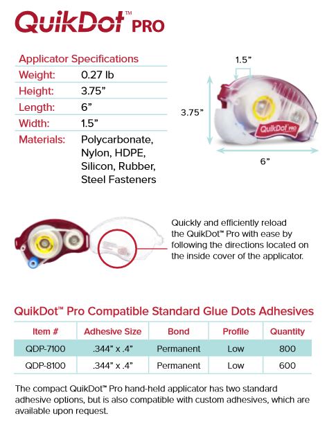 QDP QuikDot Pro applicator handeld Buy Glue Dots 800-717-5220